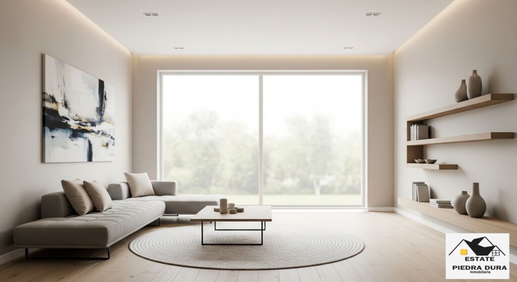 Salón luminoso y despersonalizado, ideal para vender vivienda